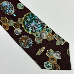 Vintage Leonard Paris Silk Tie Multicolor Floral Geometric Necktie‎ # 70889 Rare